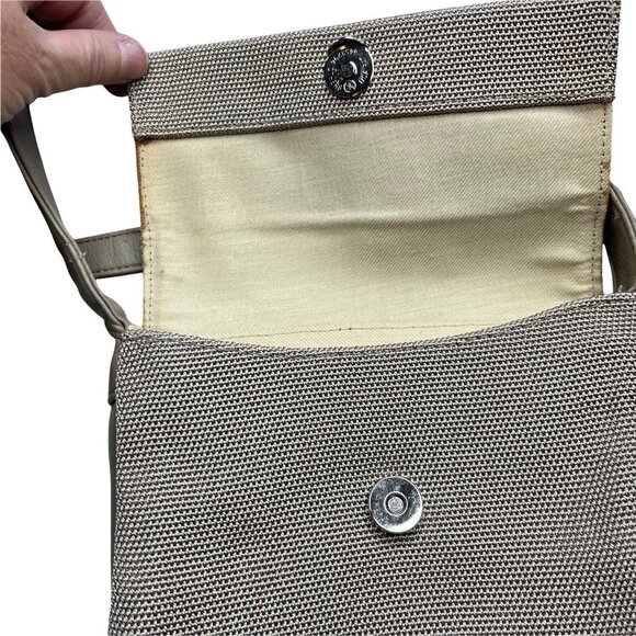 Nine West Crossbody Bag Purse Tan Beige Small Snap Front Textured - Picture 4 of 9